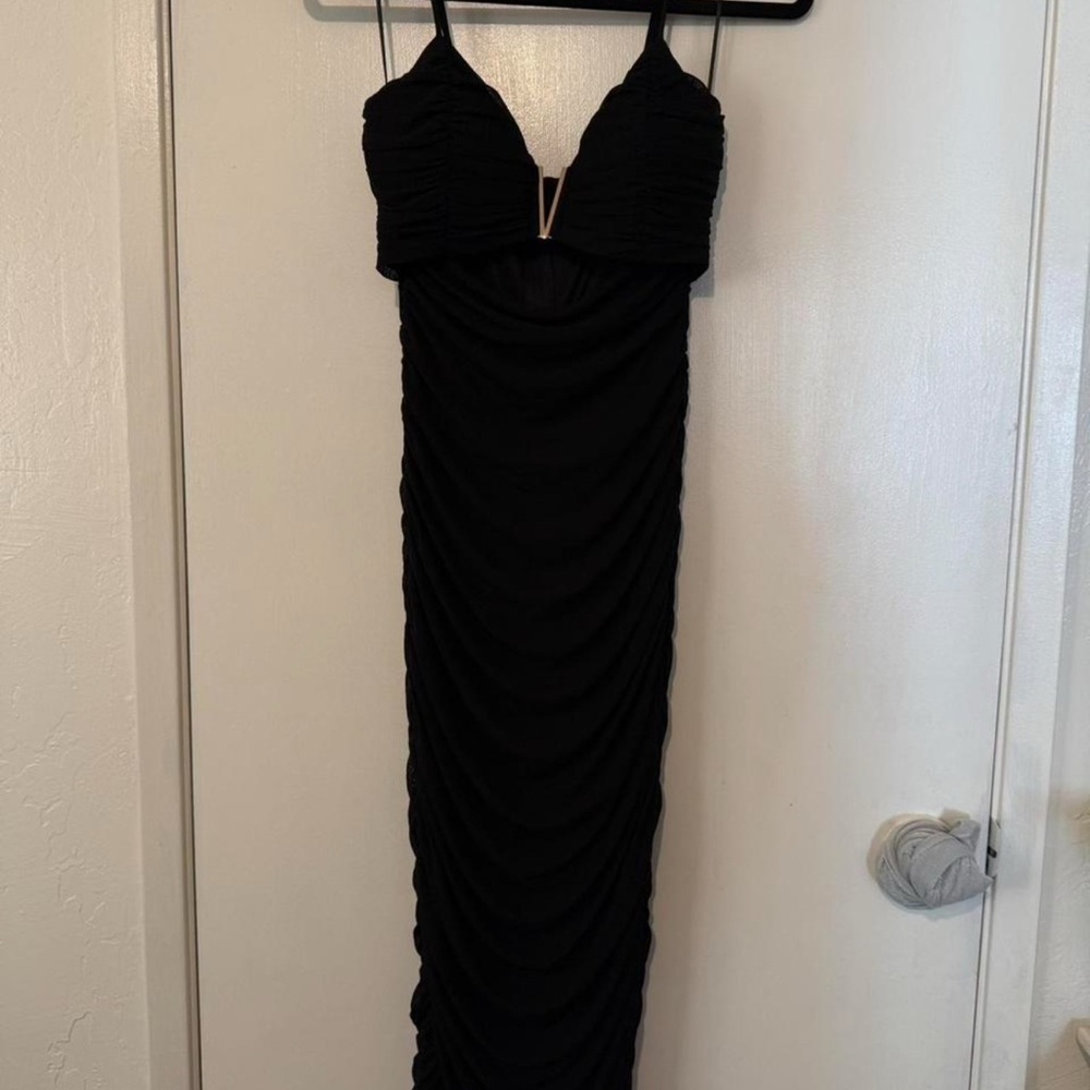 Privy Black Ruched Maxi Dress